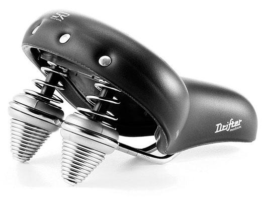 Седло Selle Royal DRIFTER DRIFTER SMALL STRENGTEX, Royalgel, обивка Strengtex, 251х221мм, 995г, хромированные рейлы и пружины, unisex, чёрное 