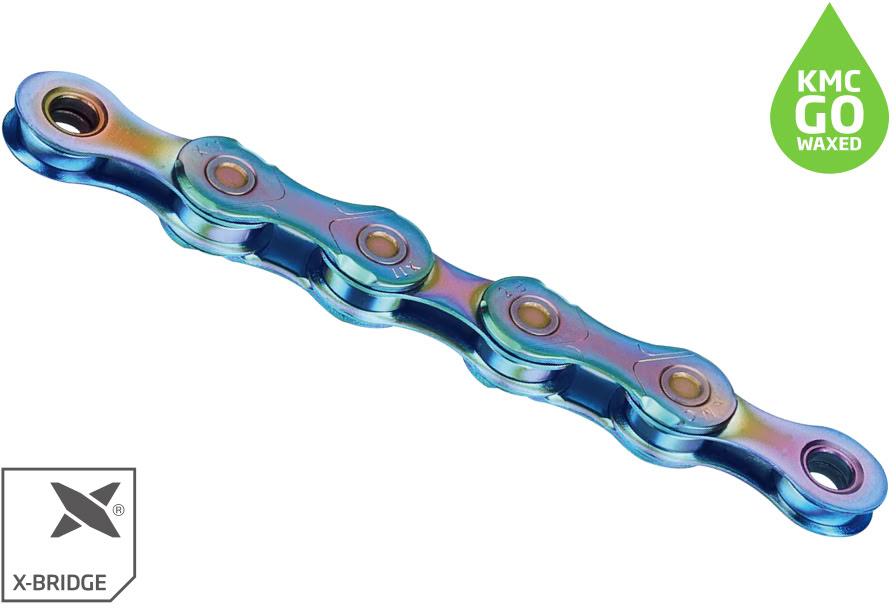Цепь 118 зв. 1/2"x11/128 KMC X11 NPNP Waxed Chain, Aurora Blue