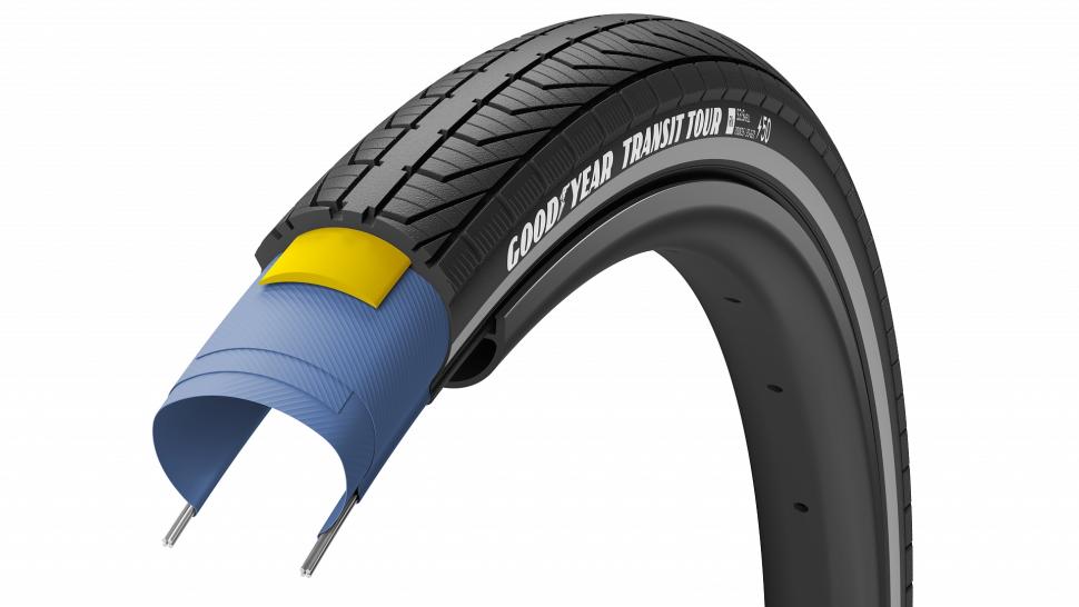 Покрышка 700x40 (40-622) GoodYear TRANSIT Tour S3:Shell, Black Reflect