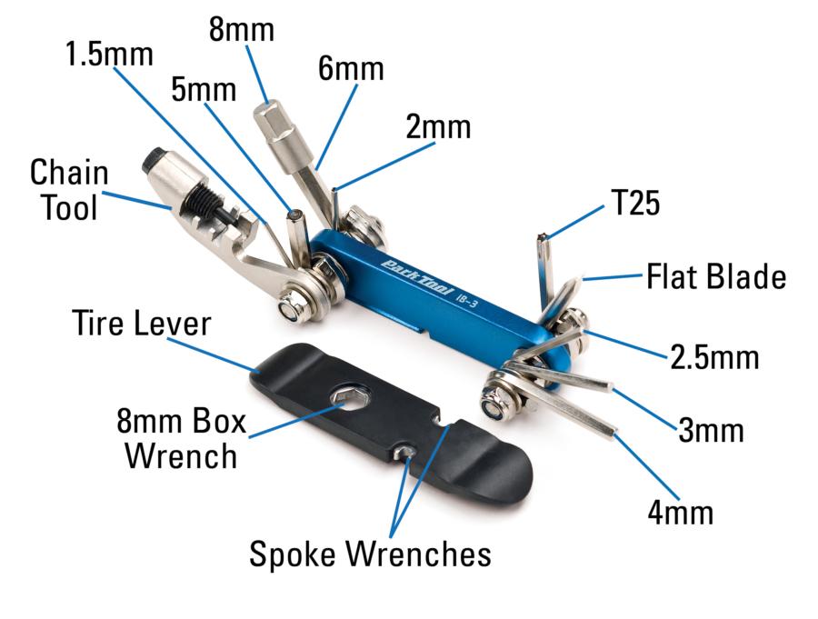 Мультитул Park Tool IB-3 I-Beam 1.5/2/2.5/3/4/5/6/8, Т25, отвёртка, выжимка цепи, борт. лопатка