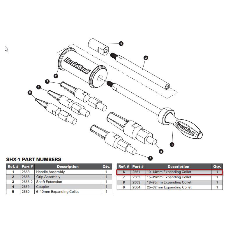 Ремкомплект Park Tool #2561 цанга 10-14MM  инструмента SHX-1